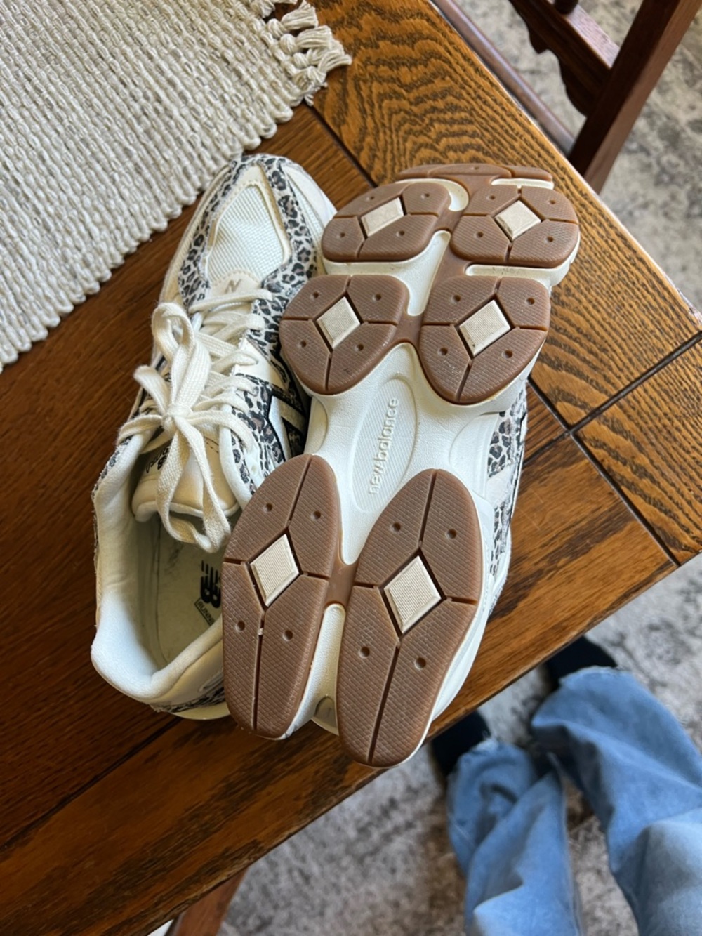 New Balance Women’s Cream & Brown Leopard-Accent Sneakers